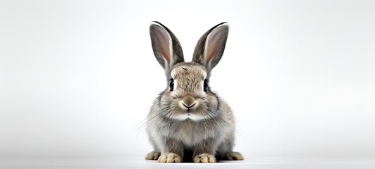 Obraz premium White background with drawings of colorful Rabbit for children, ai generative