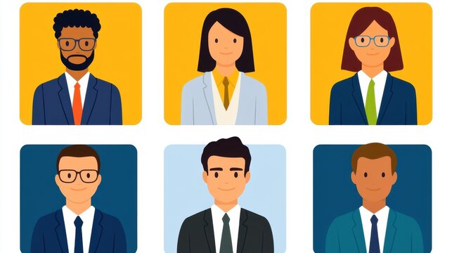 Self awareness and emotional regulation for better leadership. Diverse Business Professionals Portraits Illustration