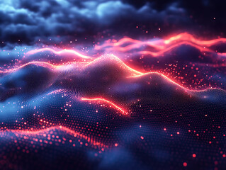 Digital Network Mesh Representing Data Flow and Cloud Services