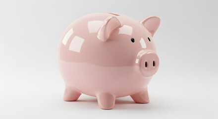Obraz premium Pink Piggy Bank Isolated on White Background Represents Financial Savings and Investment for Future