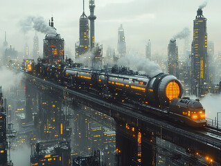 City Panorama with Transport Networks and Industrial Growth