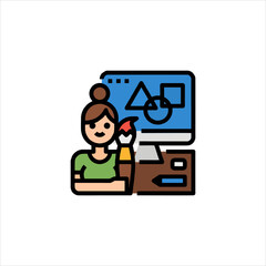 cartoon man with tablet computer