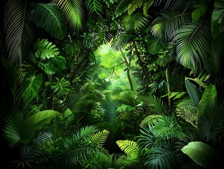 Fototapeta premium Lush Tropical Rainforest Path.