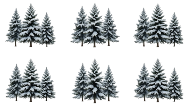 Snow-covered pine trees in winter forest outdoor nature scene