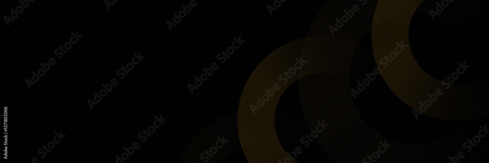 Aufkleber Dark Abstract Background with Golden Circular Line and Dot Elements