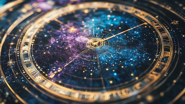 Astrology chart over cosmic galaxy