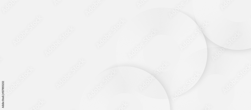 Poster Minimal White Abstract Background with Circular Line Patterns