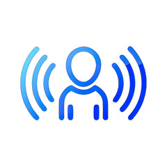 Hearing Icon, Blue Sound Waves Person Symbol, Listen Graphic