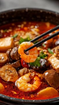 Spicy shrimp pot food