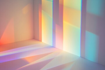 Colorful light beams in corner room