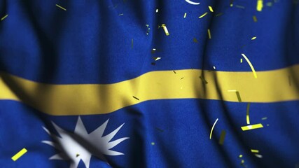 Nauru flag waving with confetti | Nauru Independence Day celebration | Patriotic background
