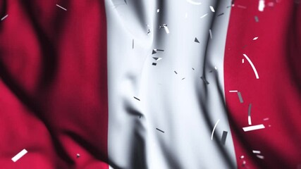 Peru Independence Day Celebration with Waving Flag and Confetti