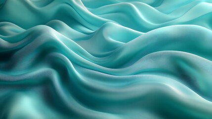 Obraz premium A silky, abstract composition in shades of teal and aqua, with a soft, rippling effect resembling water,