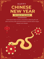 Chinese New Year 2025 Background. Chinese snake Year of Dragon symbol. Flyer Template Design