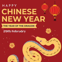 Chinese New Year 2025 Background. Chinese snake Year of Dragon symbol.