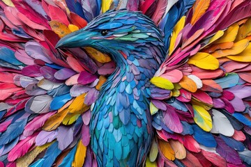 Obraz premium Vibrant feathered bird with bright colors. Texture of feathers is visible