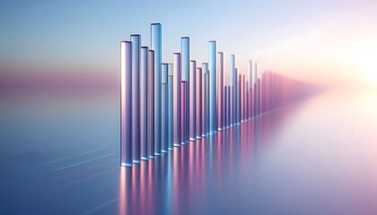 Transparent Glass Bars with Gradient Background, Data Visualization Concept