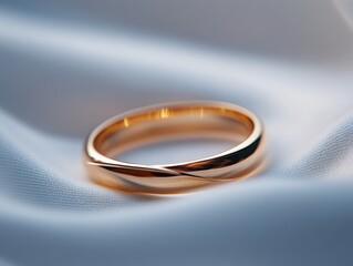 Gold ring on silk fabric