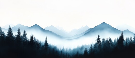 Obraz premium Misty blue mountain landscape scene