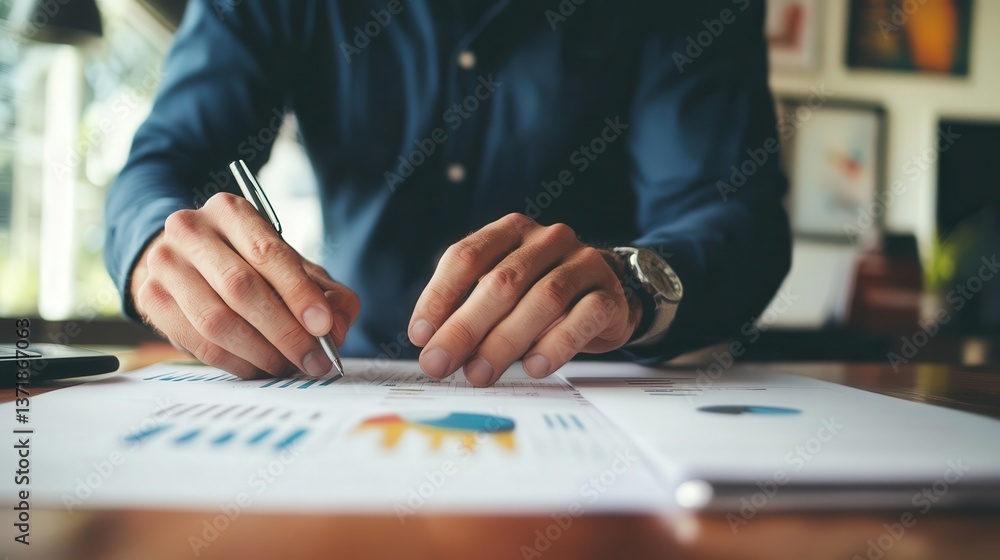 Poster business professional developing an optimized work process, focusing on clear steps and efficiency