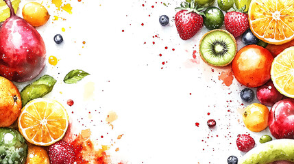 Vibrant Watercolor Fruit Painting: A Delicious Summer Background