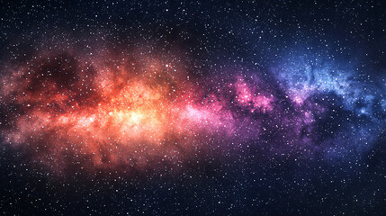 Naklejka premium Stunning nebula surrounded by distant stars captured in a cosmic scene with a cinematic lighting effect creating a dreamlike atmosphere.