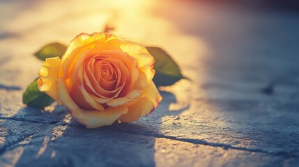 Golden Rose Basking in Sunset Light