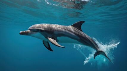 Fototapeta premium Striped Dolphin Underwater,Ocean Wildlife