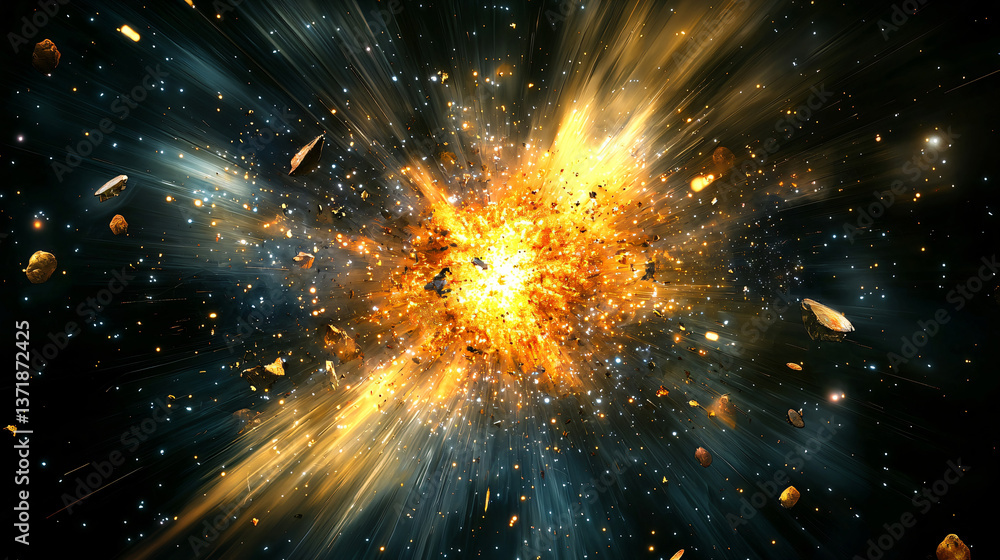Poster dynamic and powerful star explosion creating a breathtaking cosmic display of light and energy in th