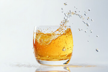 Glass of freshly squeezed orange juice, isolated on white background.