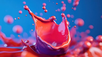 Red paint splash with droplets