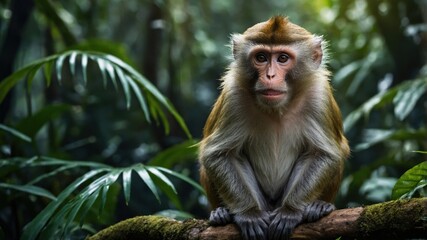 Fototapeta premium Monkey in lush rainforest,wildlife photography