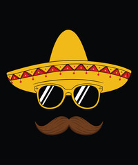 Sombrero Face Cinco De Mayo T-Shirt