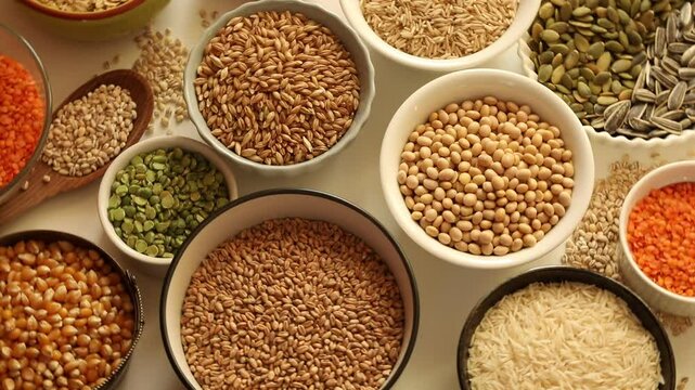 Raw healthy grain food. Top view. Healthy eating concept