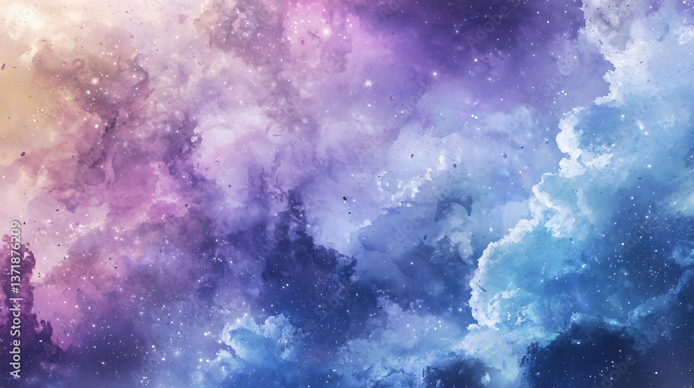 Poster mesmerizing nebula in space with vibrant colors and dramatic cosmic time warp creating an enchanting