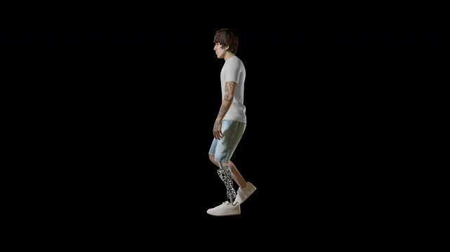 Man Walking with a Prosthetic leg