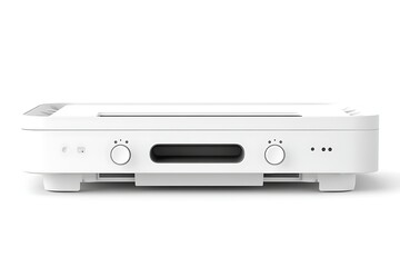 Obraz premium Modern white appliance, tabletop, cooking, isolated, product shot, for sale, home appliance, kitchen