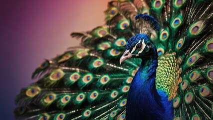 Majestic Peacock with Vibrant Tail Feathers