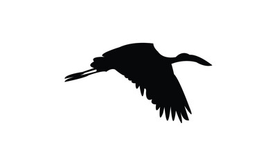 Flying African openbill bird Silhouette Design  And Vector Illustration. 