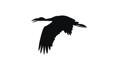 Flying African openbill bird Silhouette Design  And Vector Illustration. 