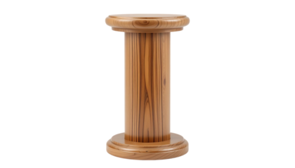 Tall wooden display pedestal stand with a smooth surface png