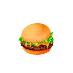 リアルな手描き風てりやきバーガー