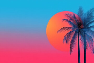Palm trees and setting sun