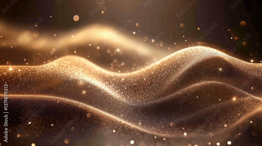 Sticker golden glittering waves form a mesmerizing and elegant flowing pattern