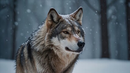 Obraz premium Majestic Gray Wolf in Winter Wonderland