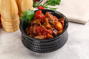 Pork with vegetables and oyster sauce