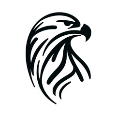 Stylized eagle head vector graphic, powerful style, representing freedom or vision, isolated background with copy space