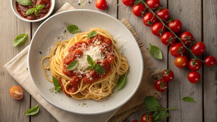 Classic Spaghetti Bolognese &ndash; Traditional Pasta Dish with Minced Meat Sauce and Fresh Tomato Paste