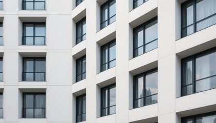 Aesthetic view of multiple modern apartment windows arranged symmetrically