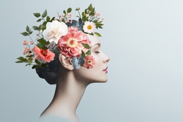 Woman with floral crown side profile